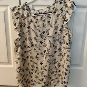 Loft Cap Sleeve Floral Blouse in Size XL